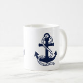 Nautical Navy blue Anchor {kies uw kleur} Mok (Voorkant rechts)