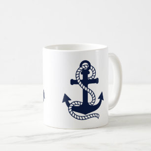 Nautical Navy blue Anchor {kies uw kleur} Mok