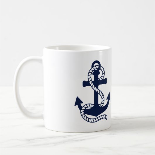 Nautical Navy blue Anchor {kies uw kleur} Mok (Links)