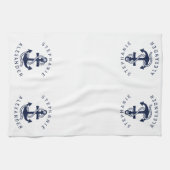 Nautical Navy Blue Anchor {kies uw kleur} Theedoek (Horizontaal)