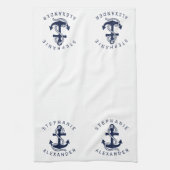 Nautical Navy Blue Anchor {kies uw kleur} Theedoek (Verticaal)