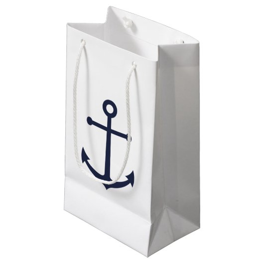 Nautical Navy Blue Anchor Klein Cadeauzakje (Voorkant Gekanteld)