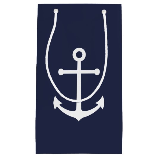 Nautical Navy Blue Anchor Klein Cadeauzakje (Voorkant)