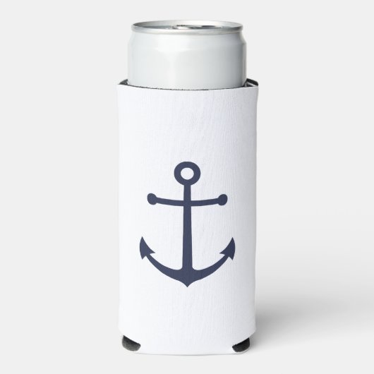Nautical Navy Blue Anchor Koelbox Seltzer Blikjeskoeler (Seltzer Voorkant)