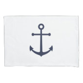 Nautical Navy Blue Anchor Kussensloop (Voorkant)