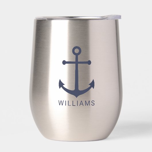 Nautical Navy Blue Anchor met aangepaste naam (Links)