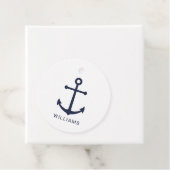 Nautical Navy Blue Anchor met aangepaste naam Bedankjes Labels (In situ)