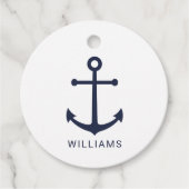 Nautical Navy Blue Anchor met aangepaste naam Bedankjes Labels (Voorkant)