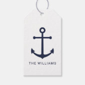 Nautical Navy Blue Anchor met aangepaste naam Cadeaulabel (Voorkant)