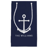 Nautical Navy Blue Anchor met aangepaste naam Klein Cadeauzakje (Voorkant)