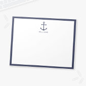 Nautical Navy Blue Anchor met aangepaste naam Notitieblok