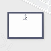 Nautical Navy Blue Anchor met aangepaste naam Post-it® Notes