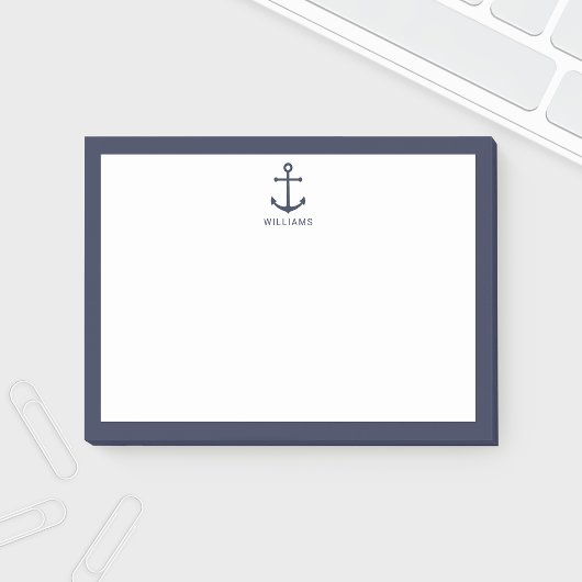 Nautical Navy Blue Anchor met aangepaste naam Post-it® Notes
