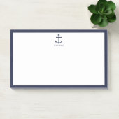 Nautical Navy Blue Anchor met aangepaste naam Post-it® Notes (Kantoor)