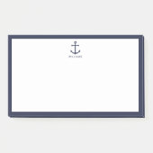 Nautical Navy Blue Anchor met aangepaste naam Post-it® Notes (Voorkant)