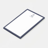 Nautical Navy Blue Anchor met aangepaste naam Post-it® Notes (Schuin)