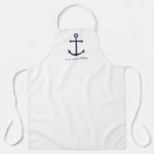 Nautical Navy Blue Anchor met aangepaste naam Schort (Voorkant)