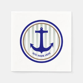 Nautical Navy Blue Anchor met Boat Name Servet