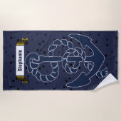 Nautical Navy Blue Anchor met Jouw naam of Citaat Strandlaken (Voorkant)