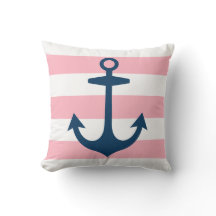 Nautical Navy Blue Anchor met roze strepen