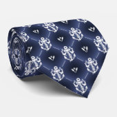Nautical Navy Blue Anchor Mode Chic Mannen Stropdas (Opgerold)
