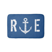 Nautical navy blue anchor monogram badmat tapijt (Voorkant)