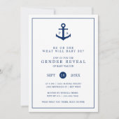 Nautical Navy Blue Anchor Monogram Gender onthulli Kaart (Voorkant)