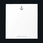 Nautical Navy Blue Anchor Monogram Notitieblok<br><div class="desc">Nautical Navy Blue Anchor Monogram Notitieblok. Een aanpasbaar notitieblok met blauw marineveranker. Pas dit nautische notitieblok aan door uw eigen details toe te voegen.</div>