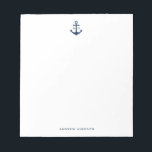 Nautical Navy Blue Anchor Monogram Notitieblok<br><div class="desc">Nautical Navy Blue Anchor Monogram Notitieblok. Een aanpasbaar notitieblok met blauw marineveranker. Pas dit nautische notitieblok aan door uw eigen details toe te voegen.</div>