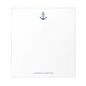 Nautical Navy Blue Anchor Monogram Notitieblok (Voorkant)