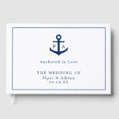Nautical Navy Blue Anchor Monogram Weddenschap Gastenboek (Voorkant)