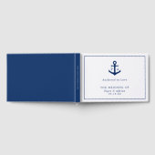 Nautical Navy Blue Anchor Monogram Weddenschap Gastenboek (Volledig)