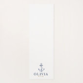 Nautical Navy Blue Anchor Monogram Yogamat (Achterkant)