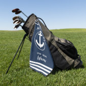 Nautical Navy Blue Anchor Mr. en Mrs. Golfhanddoek (Groen)