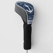 Nautical Navy Blue Anchor Mr. en Mrs. Golfheadcover (Schuin)