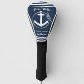 Nautical Navy Blue Anchor Mr. en Mrs. Golfheadcover (Voorkant)