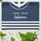 Nautical Navy Blue Anchor Mr. en Mrs. Theedoek (Gevouwen)