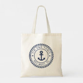 Nautical Navy Blue Anchor | Naam aangepaste boot Tote Bag (Achterkant)