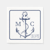 Nautical Navy Blue Anchor napkins Servet (Voorkant)