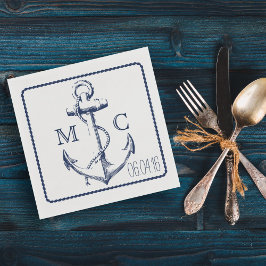 Nautical Navy Blue Anchor napkins Servet