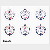 Nautical Navy Blue Anchor New Boat Gefeliciteerd Ronde Sticker (Vel)