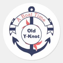 Nautical Navy Blue Anchor New Boat Gefeliciteerd Ronde Sticker