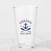 Nautical Navy Blue Anchor Oars Family Lake House Glas (Voorkant)
