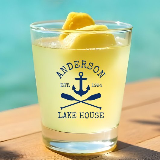 Nautical Navy Blue Anchor Oars Family Lake House Shot Glas
