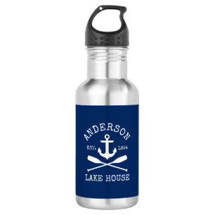 Nautical Navy Blue Anchor Oars Family Lake House Waterfles