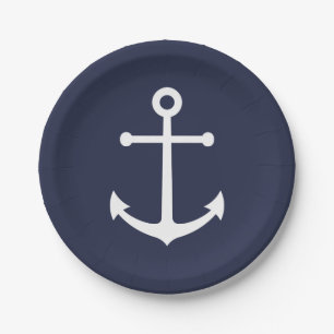 Nautical Navy Blue Anchor Papieren Bordje
