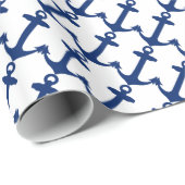Nautical Navy Blue Anchor Pattern Cadeaupapier (Rol Hoek)