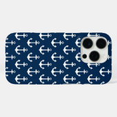 Nautical Navy Blue Anchor Pattern Case-Mate iPhone Case (Achterkant (horizontaal))