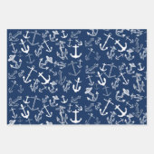 Nautical Navy Blue Anchor Pattern Inpakpapier Vel (Voorkant 2)
