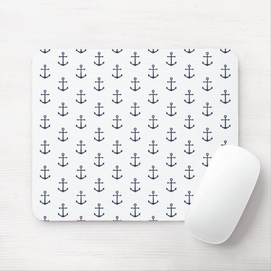 Nautical Navy Blue Anchor Pattern Muismat (Met muis)